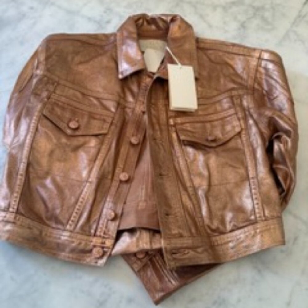 Ulla Johnson Small Metallic Cosette Denim Jacket